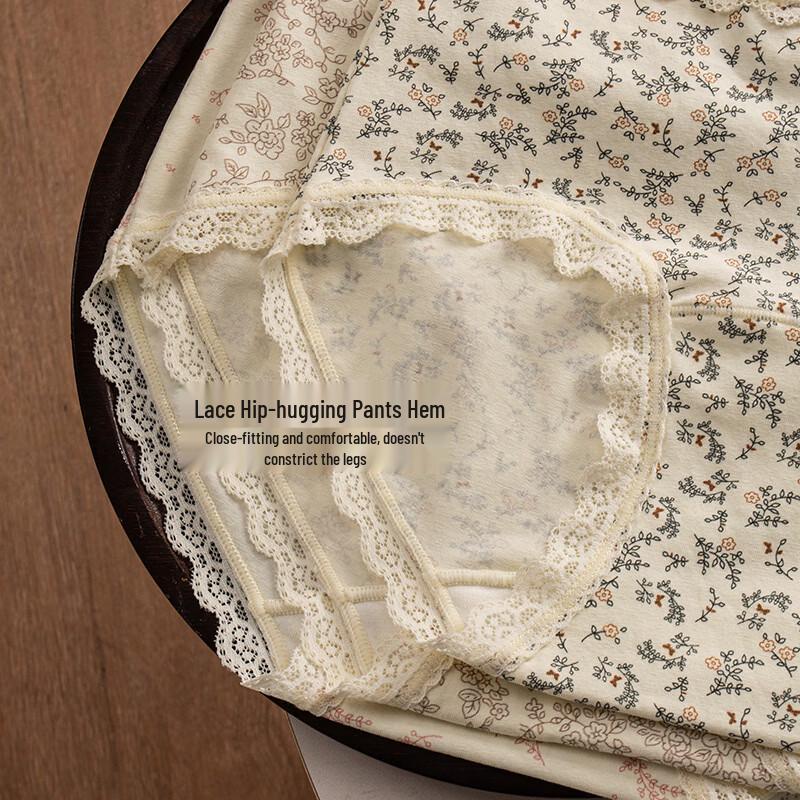 Langsha Women's 100% Cotton Antibacterial Mid-Waist Briefs 3-Pack