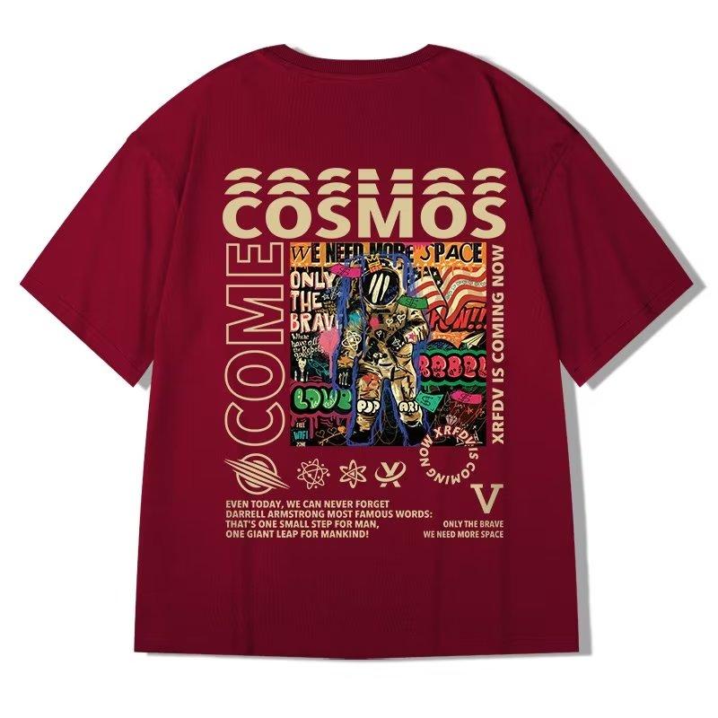 

Футболки для мужчин 3d хип-хоп с принтом астронавта, повседневная повседневная свободная футболка с короткими рукавами, уличная футболка в стиле Харадзюку 8XL красный