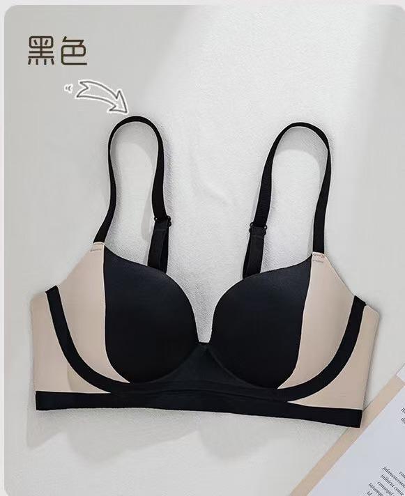 

French seamless underwear women s small breasts gather and show large, no steel ring, anti-sagging, close sub-breasts deep V sexy contrast color 38/85