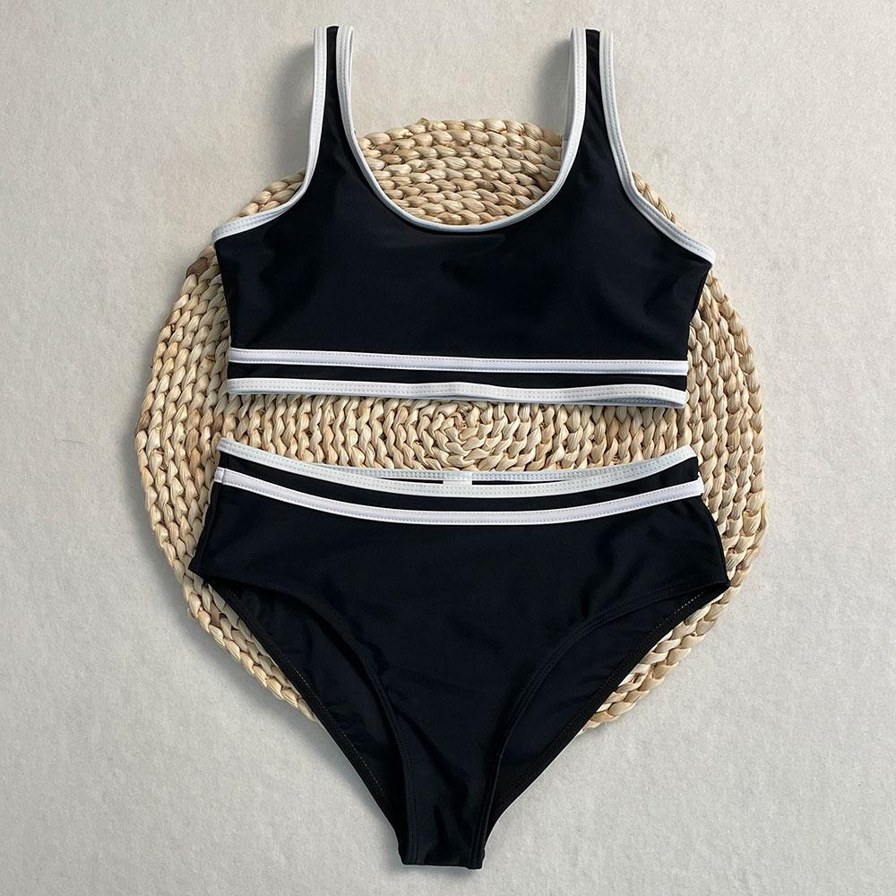 OFTBUY 2025 New Summer Sexy Sports Style High-waisted Swimsuit Women 2 Pieces Bikini Set Removable Bra Beach Swimwear Female