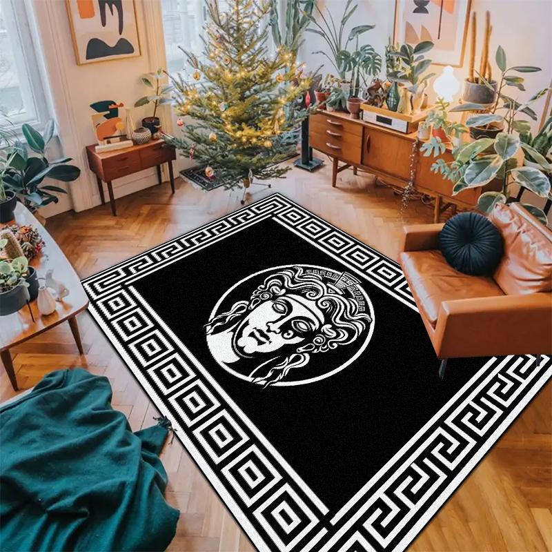 Nowoczesny Czarno-Biały Dywan do Dekoracji Salonu Luksusowe Dywany z Wyższej Półki Antypoślizgowy Dywanik Sypialniany Przyłóżkowy Zmywalna Mata Podłogowa na Korytarz