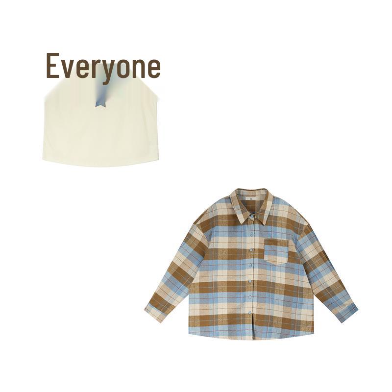 

Shuangtian 2026 Spring Plaid Shirt & Camisole Plus Size Women s Two-Piece Set, Style 9236 4XL