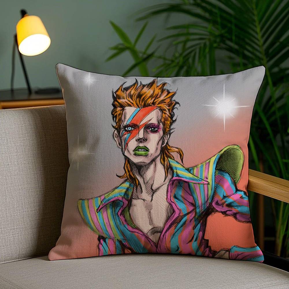 Housse de coussin David B-Bowie Maison Dortoir Dossier de Chaise Peluche Courte Impression Double Face Bureau Coussin de Sieste