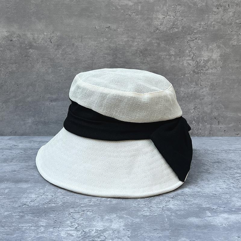 Japanese Washi Light Breathable Bow Bucket Hat Women Spring Summer Big Brim Foldable Sunscreen Visor