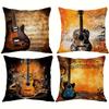Home Decor Guitar & Music Notes Digital Print Pillow Covers Pattern Cushion Cover Suitable For Sofa Bedroom Car Pillow Cover