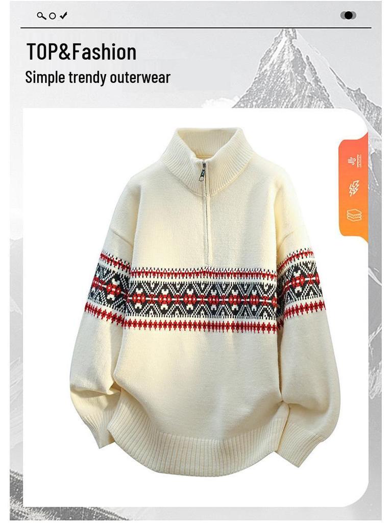 Pull en tricot pour homme à col semi-haut Hiver 2025