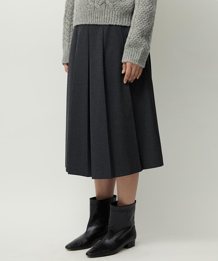 Leopeusaideuhwaiteulabel Organ Pleated Skirt Charcoal