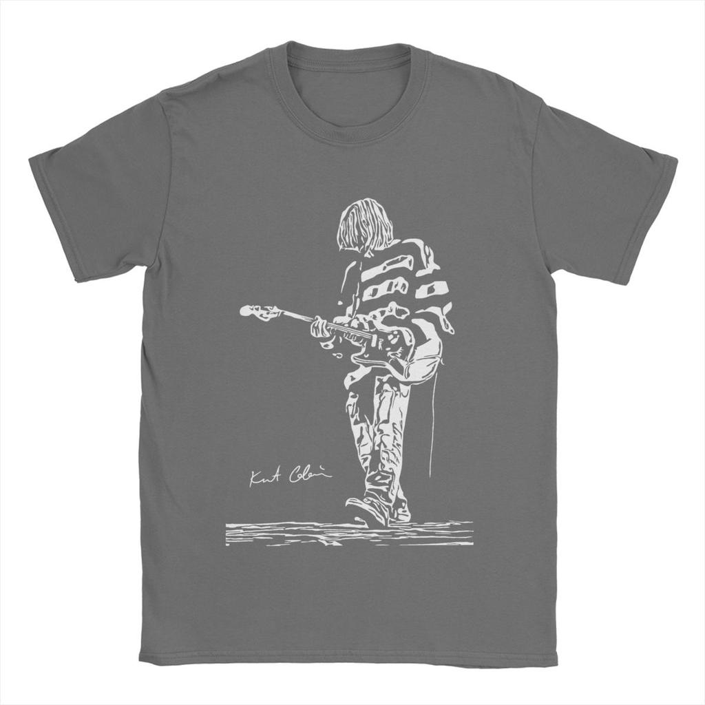 Kurt Cobain Guitar Men's T Shirts Cool Tee Shirt Short Sleeve Crewneck T-Shirt 100% Cotton Classic Clothing