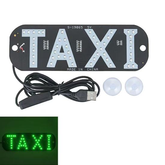 LED Indicator Light Waterproof Taxi Sign Lamp with USB Power Car Windshield Light Stickers for Ride-Hailing Cars Grab Taxi