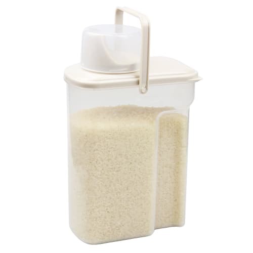 Pearl Metal Handy Rice Storage Box, 2kg Capacity, with Measuring Cup, Berry, H-5603, Made in Japan