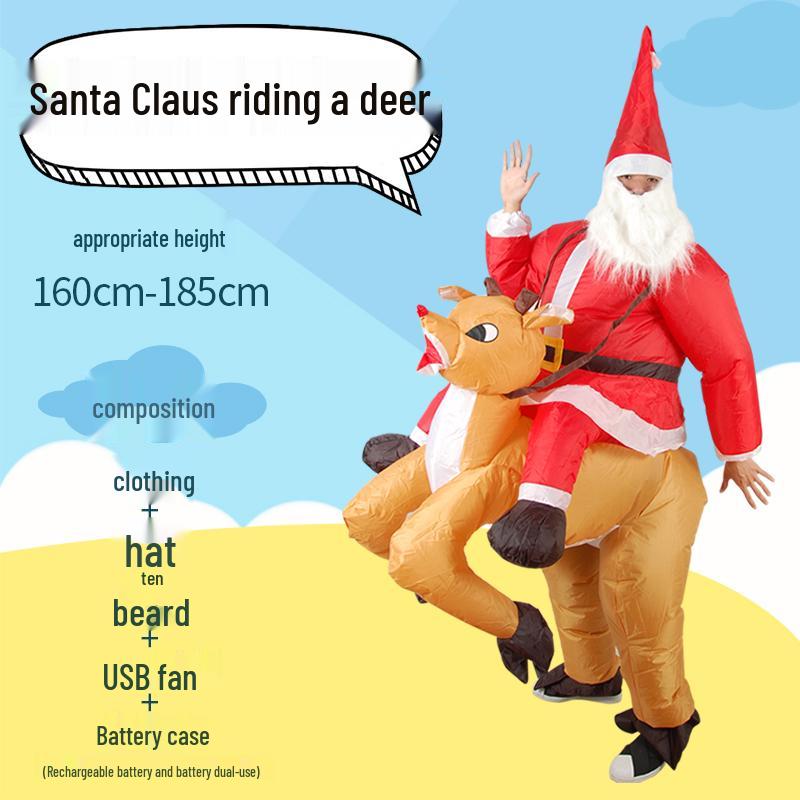 Adult Christmas Santa Claus and Snowman Inflatable Costume with Accessories