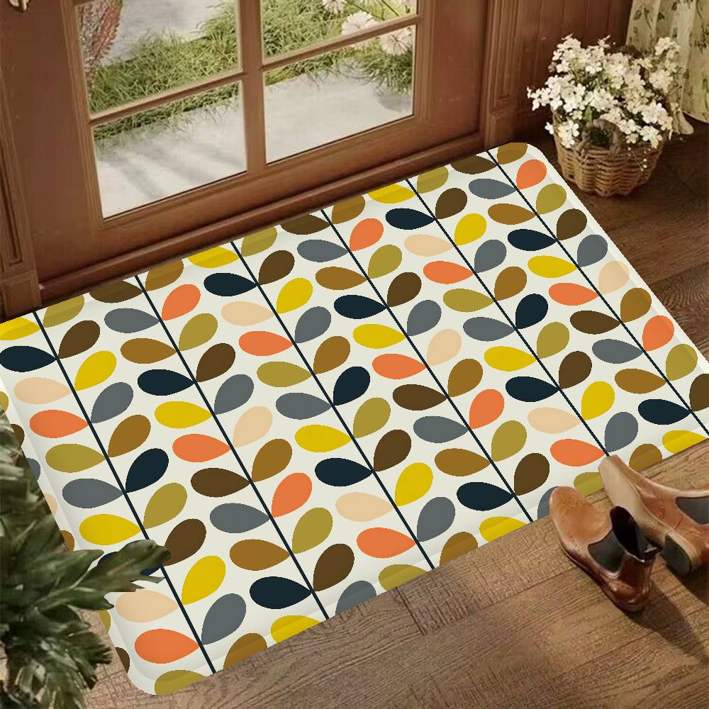 

Orla Kiely Leaf Flower Cartoon Room Mats Retro Multiple Choice Living Room Kitchen Rug Non-Slip Welcome Rug 40x60cm