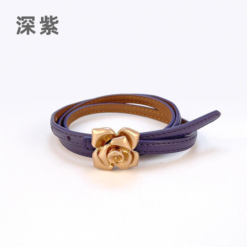 Four Seasons Available New Women'S Leather Thin Belt With Flower Waist For Skinny Look, Leather Belt With Sweater Dress