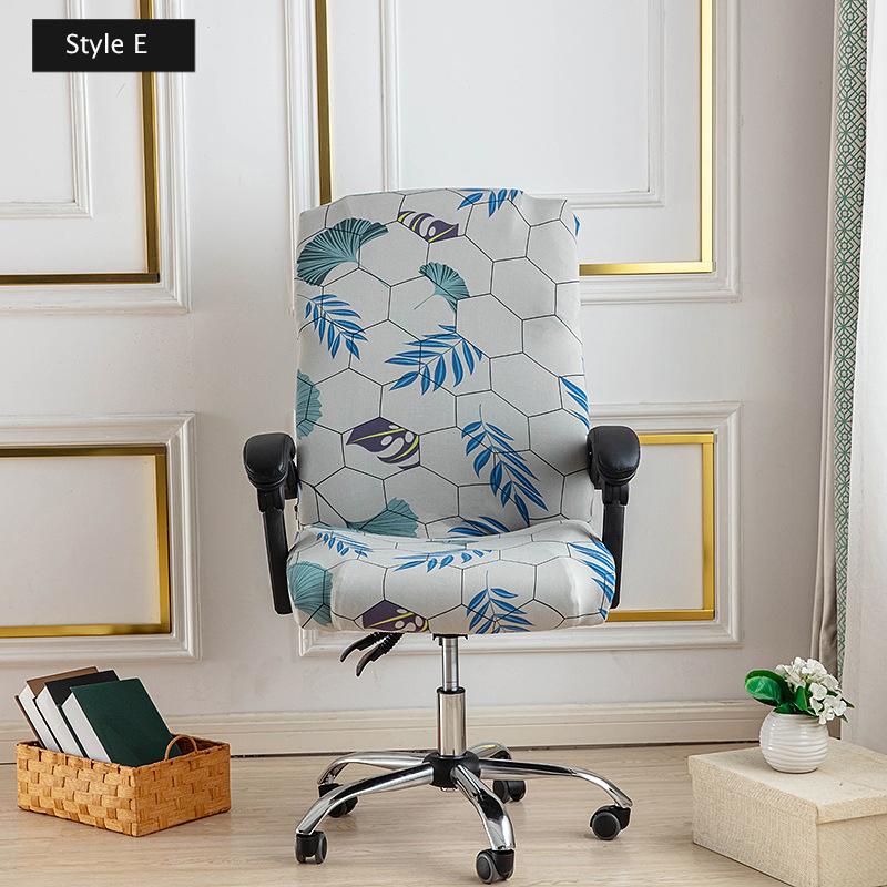 Stretch Printed Computer Office Chair Covers Universal Soft Desk Rotating Chair Protector with Zipper Removable Anti-Dust Cover