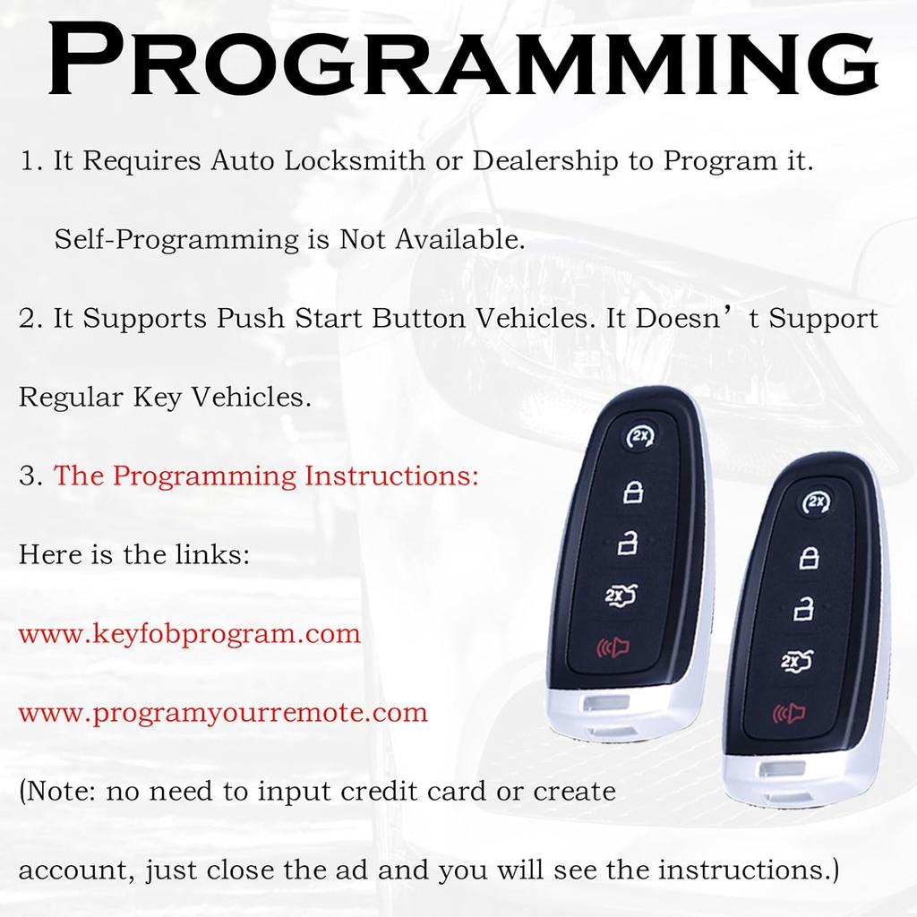 Car Key Fob Replacement Fits For Ford Explorer Edge 2011-2015 Expedition Flex Taurus 2013- Focus Escape Lincoln MKS MKT MKX Navigator Keyless Entry