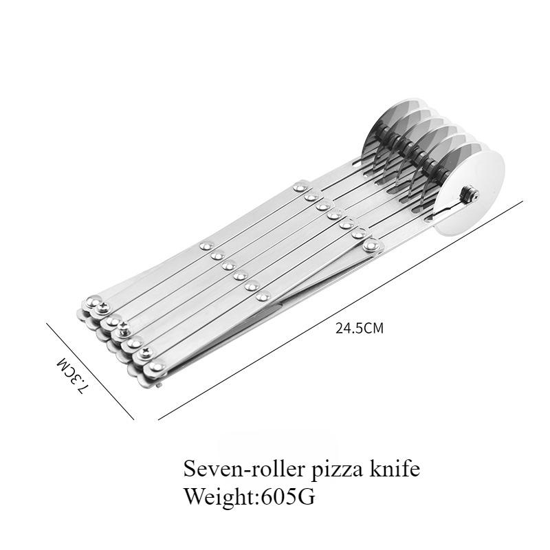 Stainless Steel Multifunctional Retractable Multi-wheel Roller Knife Fried Dough Stick Pizza Cake Maker Slicing Knife