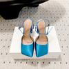 Fashion New Satin Mary Jane Fashion Sandals European American Women's Summer Square Head Thick Heel Shopping Commuting Style High Heels
