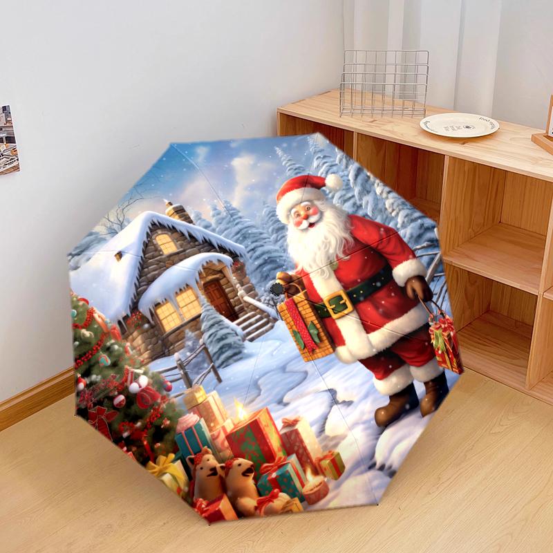 1 PC Automatic Folding Umbrella - Sleds and gifts Pattern, Portable & Foldable Design with 8 Ribs, Christmas Birthday Gifts