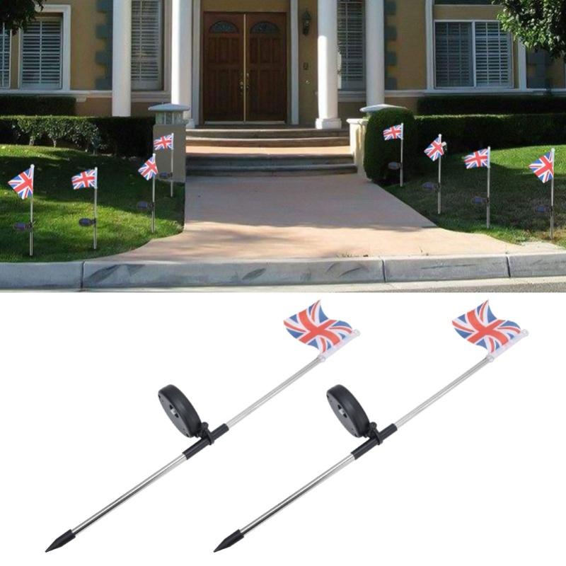 2PCS Solar UK Flag Light LED Solar Garden Lawn Lamp For Outdoor Landscape Decoration White Light