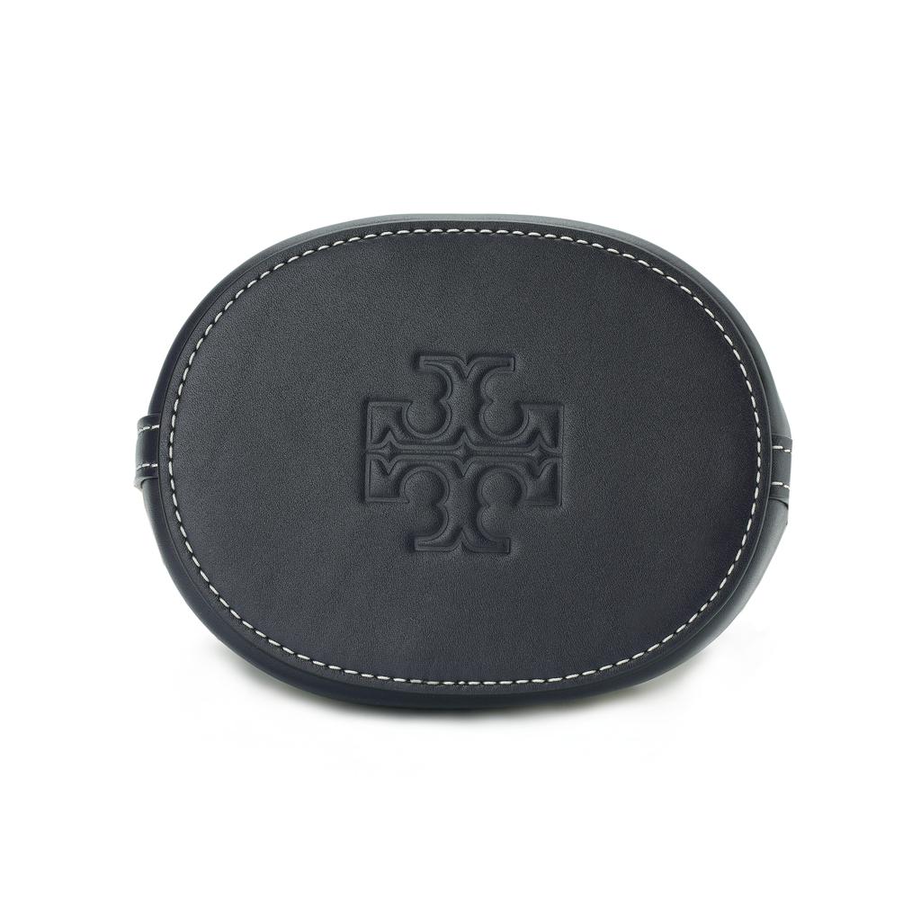 Tory Burch T Monogram All Over Print Drawstring Leather Bucket Bag Women Bags Dark-Blue-Denim 80534-405