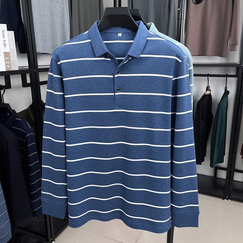 Firstview Men's Urban Casual Striped Long Sleeve Polo Shirt