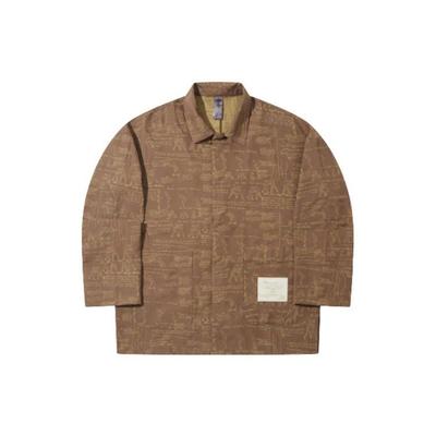 Li Ning X Bruce Lee Collaboration Kung Fu Series Loose Fit All Over Print Long Sleeve Shirt Men Shirts Clay-Brown ASHT525-1