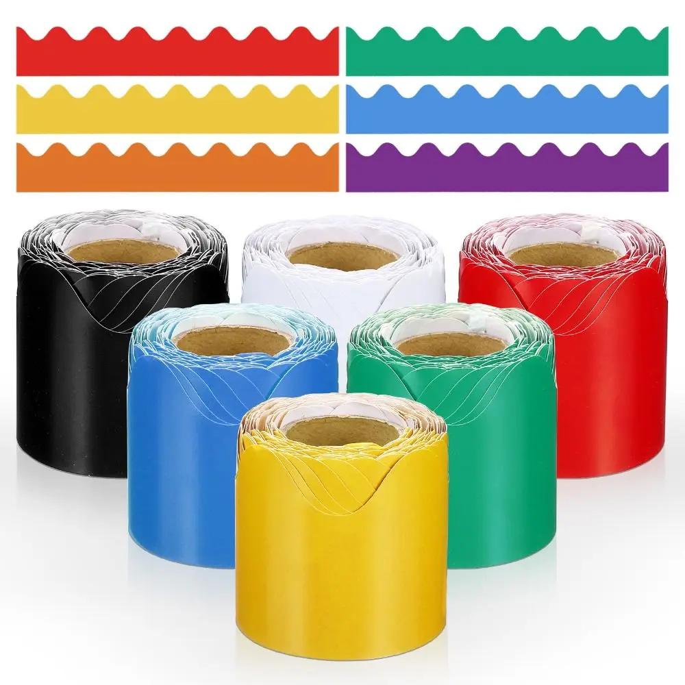 Colored Poster Border Stickers DIY Waterproof Black Board Decorative Stickers Wavy Edge Paper