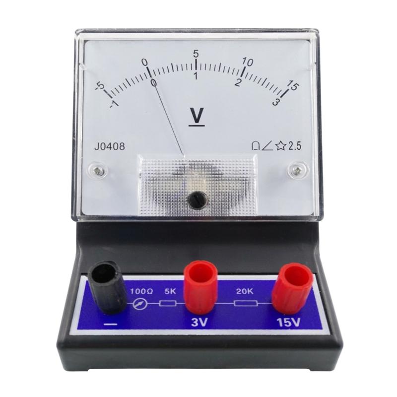 Voltmetro CC Analogico da Pannello Misuratore di Tensione Tipo ad Ago Meccanico -1-0-3V/-5-0-15V per Insegnamento di Fisica