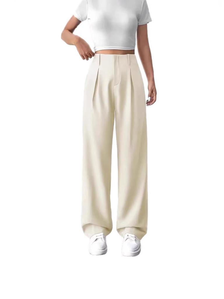 2025 Spring/Summer Women's Drapey High-waisted Slimming Wide-Leg Floor-Length Pants