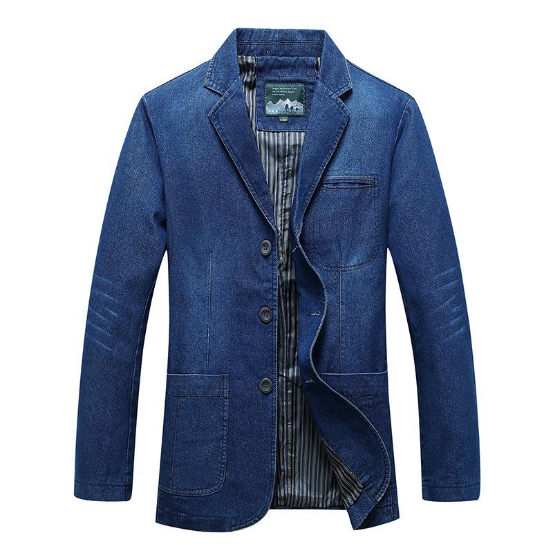 2026 Men 'S New Clothes Three -Button Denim Blazer Casual Loose Youth Solid Color Denim Blazers