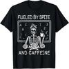 Alimenté par la rancune et la caféine Costume de squelette d'Halloween paresseux T-shirt