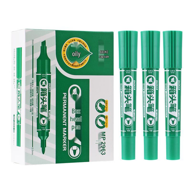 BaoKe MP2963 Dual-Tip Marker Pen - Large Capacity Waterproof Oil-Based Ink, Square and Round Heads