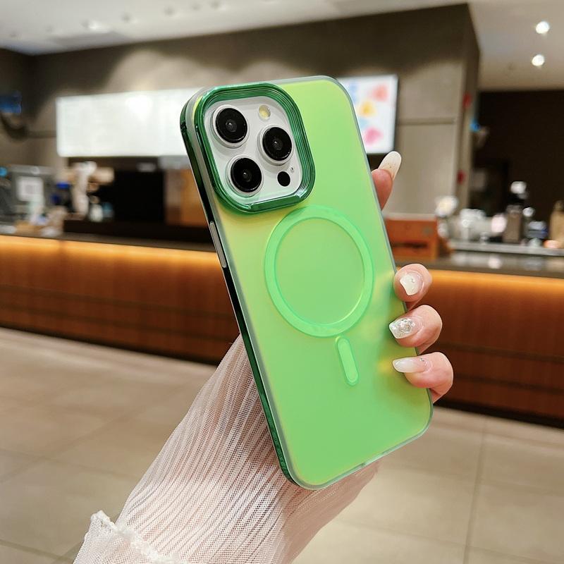 For Iphone 15 14 13 12 Pro Max Shockproof Wireless Charge For Magsafe Magnetic Slim Pc Hybird Tpu Plain Color Phone Case Cover