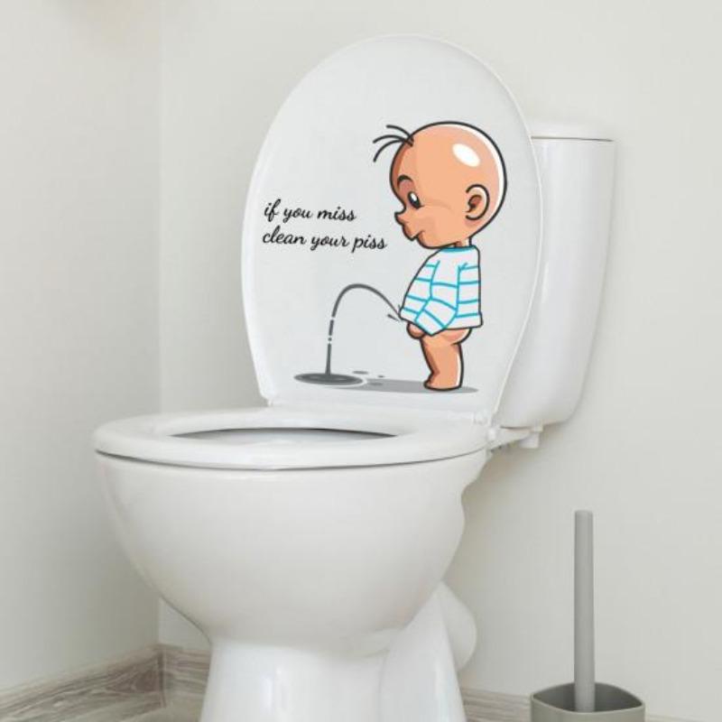 Sticker Decal Waterproof Lovely Adorable Creative Novelty Decorative PVC Child Pee Toilet Decal Household Supplies