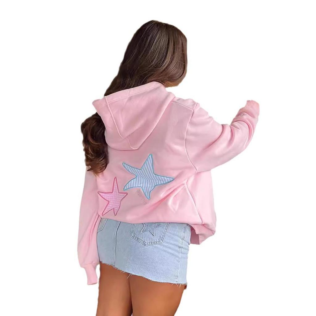 Women's Fleece-Lined Hoodie with Letter Print & Kangaroo Pocket