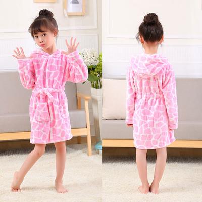 Winter Flannel Kids Sleepwear Robe Cute Cartoon Animals Print Hooded Girls Warm Bathrobe Children Pajamas for Boys 2-8 Years Color : B, Kid Size : 8T