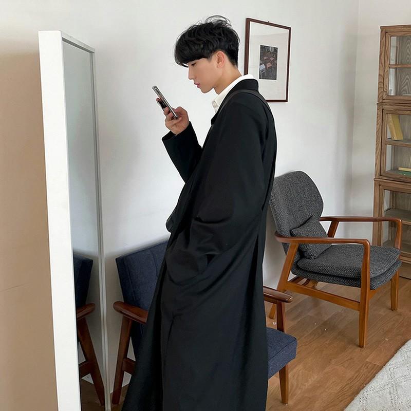 Abrigo de traje holgado por encima de la rodilla de estilo coreano nuevo para hombre de otoño de longitud media cortavientos