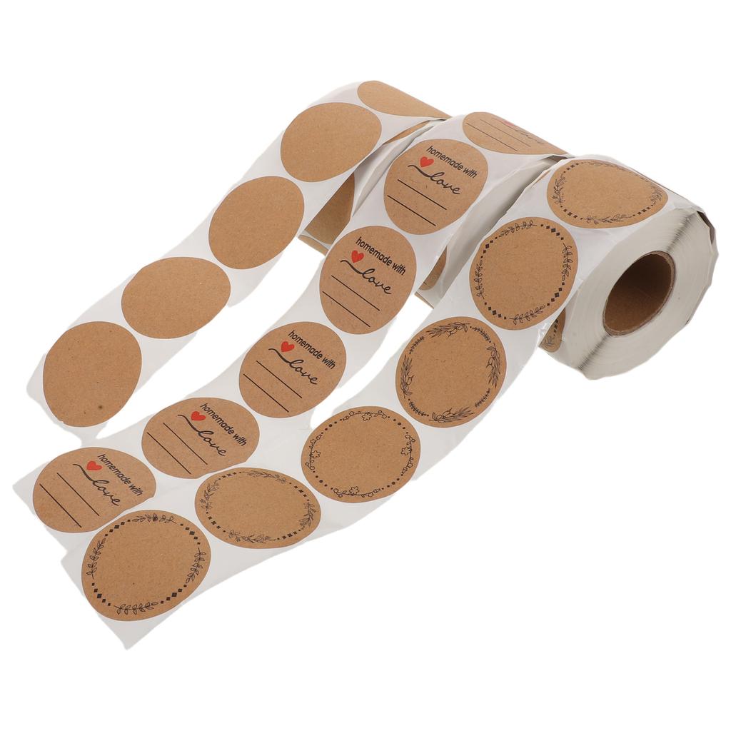 3pcs 3.34 Inch Round Kraft Self-Adhesive Sealing Stickers For Packaging Box Bag Jar Canning Food Retail Blank Label Rolls Sticky