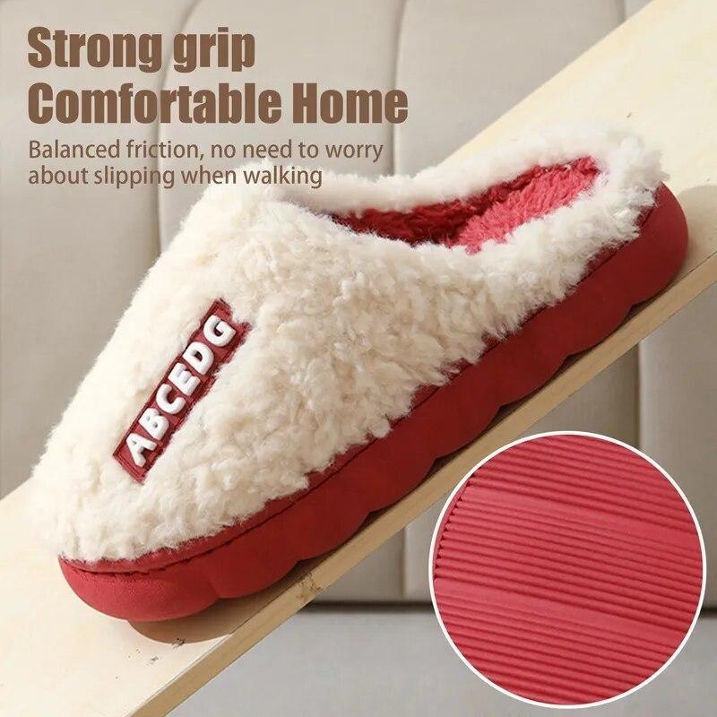 Women Slippers Winter Home Furry Slippers Color Patchwork Cotton Slippers Female Home Slippers Indoor Non-Slip Plush Slipper