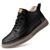Men's Genuine Leather Winter Ankle Boots Plus Velvet High Top Thick Sole Casual Snow Sneakers