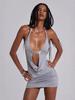 2026 European & American Women's Fashion Sexy Backless Deep V Halter Mini Dress
