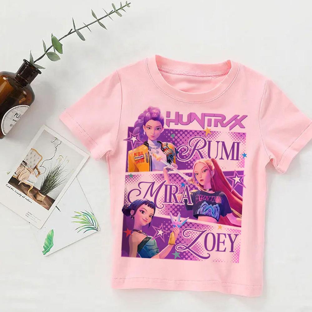 Baby Girl Boy Clothes KPop Demon Hunters 2026 Movie Fans Gift Summer T-shirt Tops Cartoon Print Cool Tshirt Kids Harajuku Top