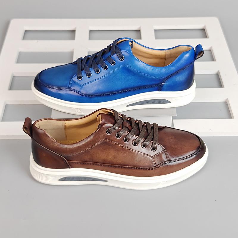 Pantofi sport casual pentru bărbați, din piele naturală, stil britanic, cu lace-up, model solid, Oxford de cea mai bună calitate pentru bărbați, 6 culori