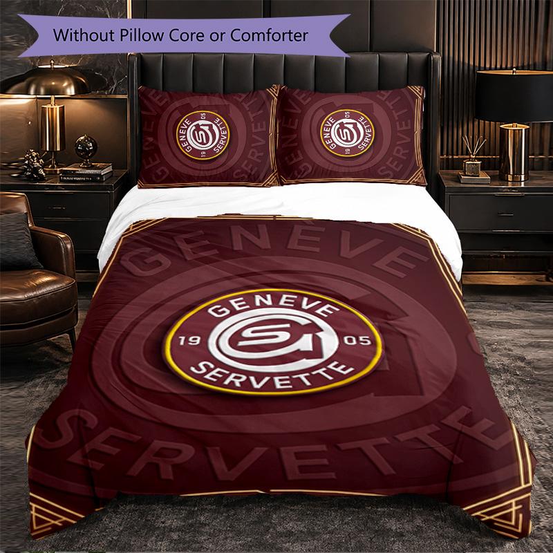 Servette FC Themed Bedding 3Pcs Duvet Cover Set Decorative Bed Linen For Teen Room Home Decoration