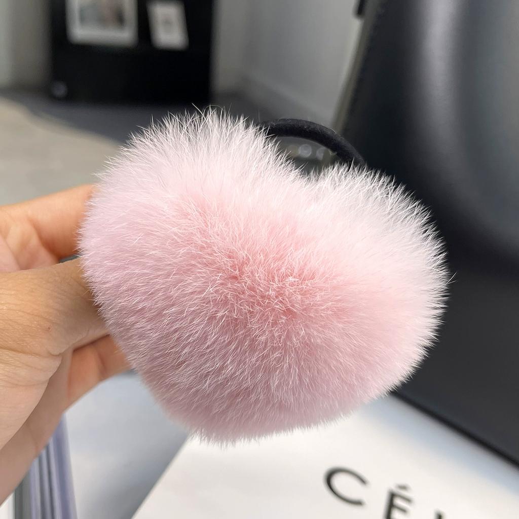 Korean cute Rex rabbit hair band ponytail headrope Internet celebrity high sense hair rope plush love headgear autumn and winter women