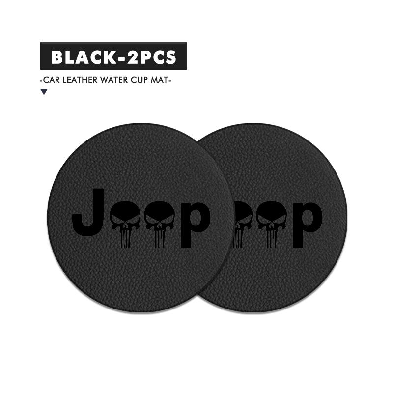 2PCS Car Coaster Suede Water Cup Mat Waterproof Pad Cup Holder Accessories For Jeep Cherokee Patriot Liberty Wrangler JK JL AMO1
