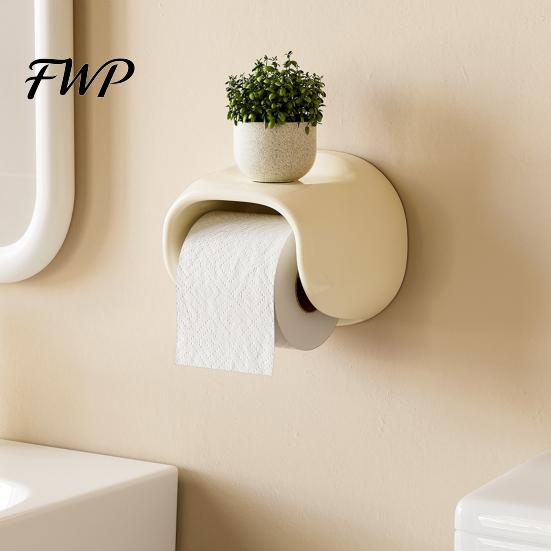 Quick Install Toilet Paper Rack Roll Holder No Drilling Wall Mount with Top Sophisticated Bathroom Decor Storage Shelf Durable Space Saving