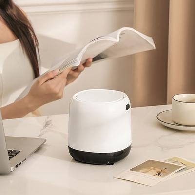 Mini Desktop Waste Bin with Pop-up Lid Large Opening Easy To Clean Small Size Hidden Bag Inside Trash Can