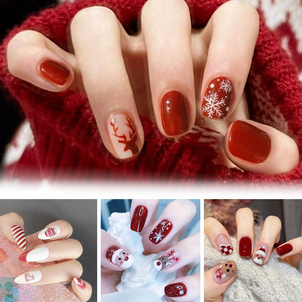 

1 шт. Рождественская серия самоклеящиеся наклейки для дизайна ногтей с полным покрытием для женщин наклейки для ногтей, клей F7M5