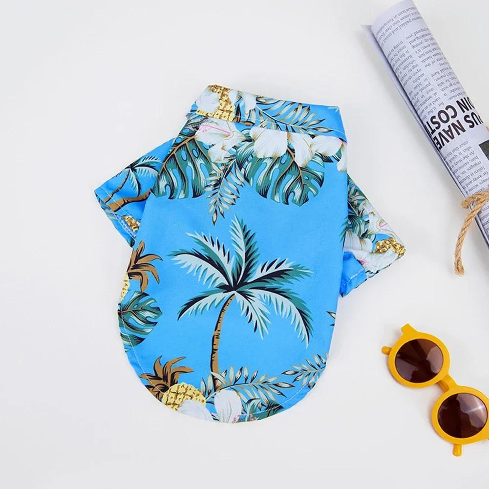 Small and Medium-sized Dog Beach Pineapple Shirt Hawaiian Pet Dog Cat Golden Retriever Spring and Summer Season Clothing